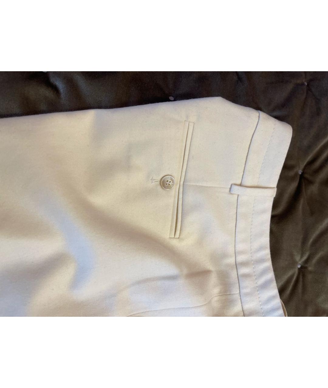 LORO PIANA Белые кашемировые прямые брюки, фото 5