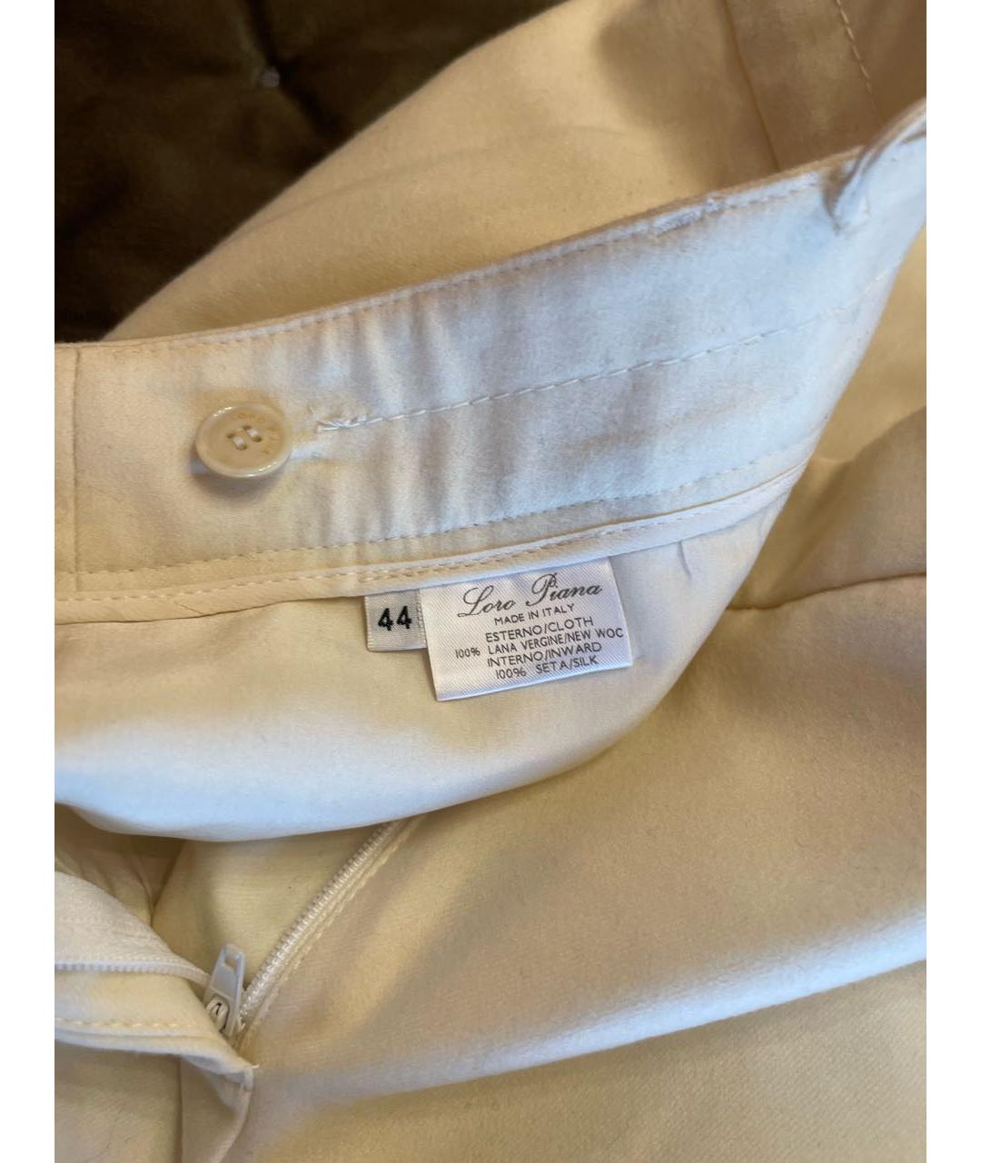 LORO PIANA Белые кашемировые прямые брюки, фото 4