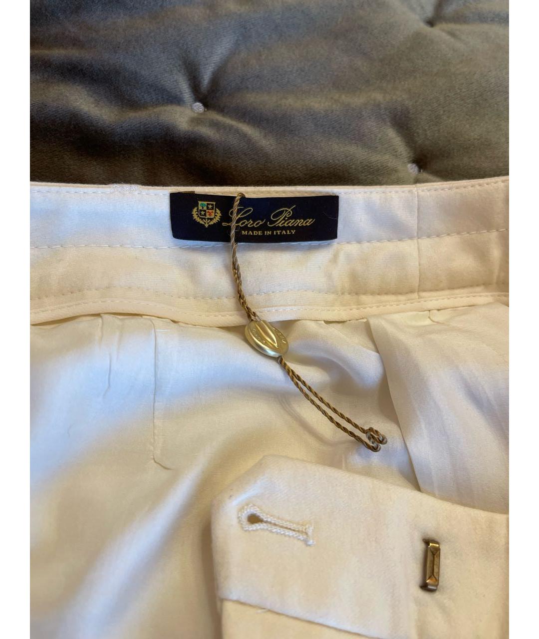 LORO PIANA Белые кашемировые прямые брюки, фото 2