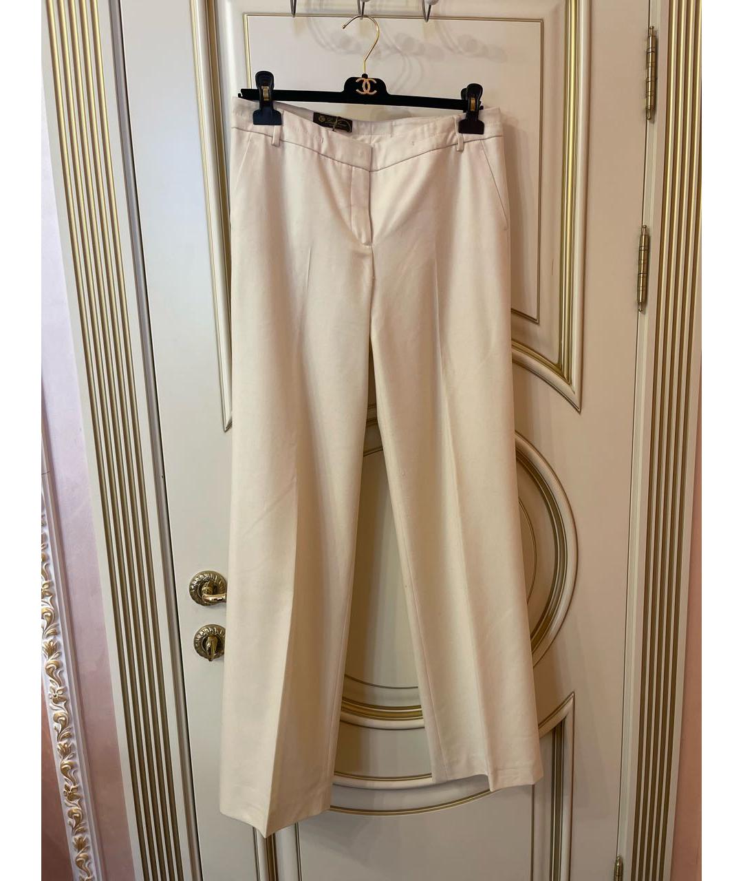 LORO PIANA Белые кашемировые прямые брюки, фото 6