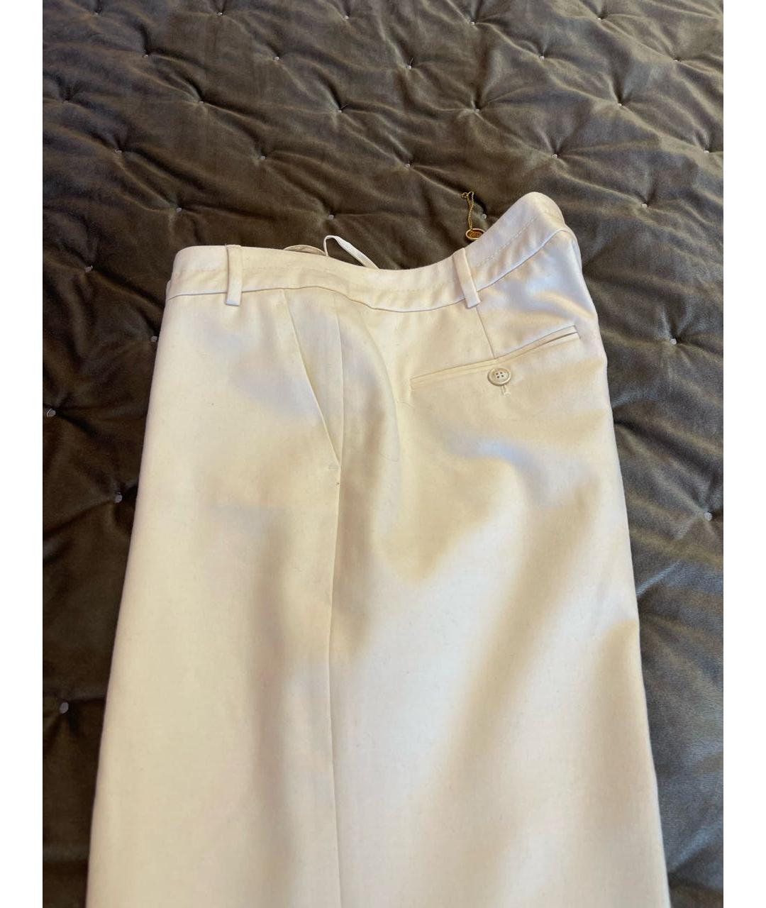 LORO PIANA Белые кашемировые прямые брюки, фото 3