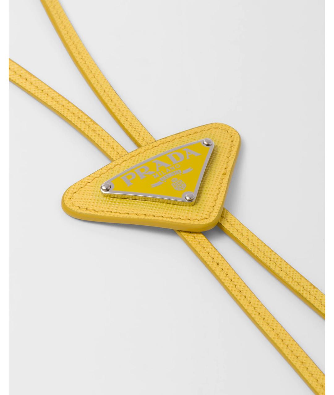 PRADA Желтый кожаный галстук, фото 2