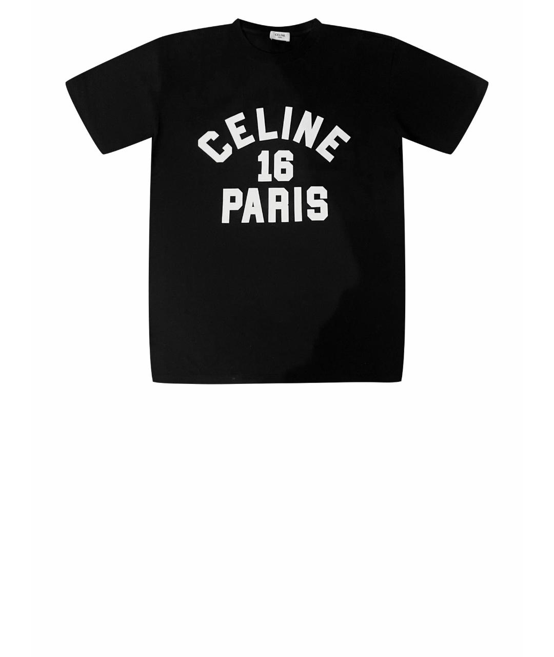 CELINE Черная хлопковая футболка, фото 1
