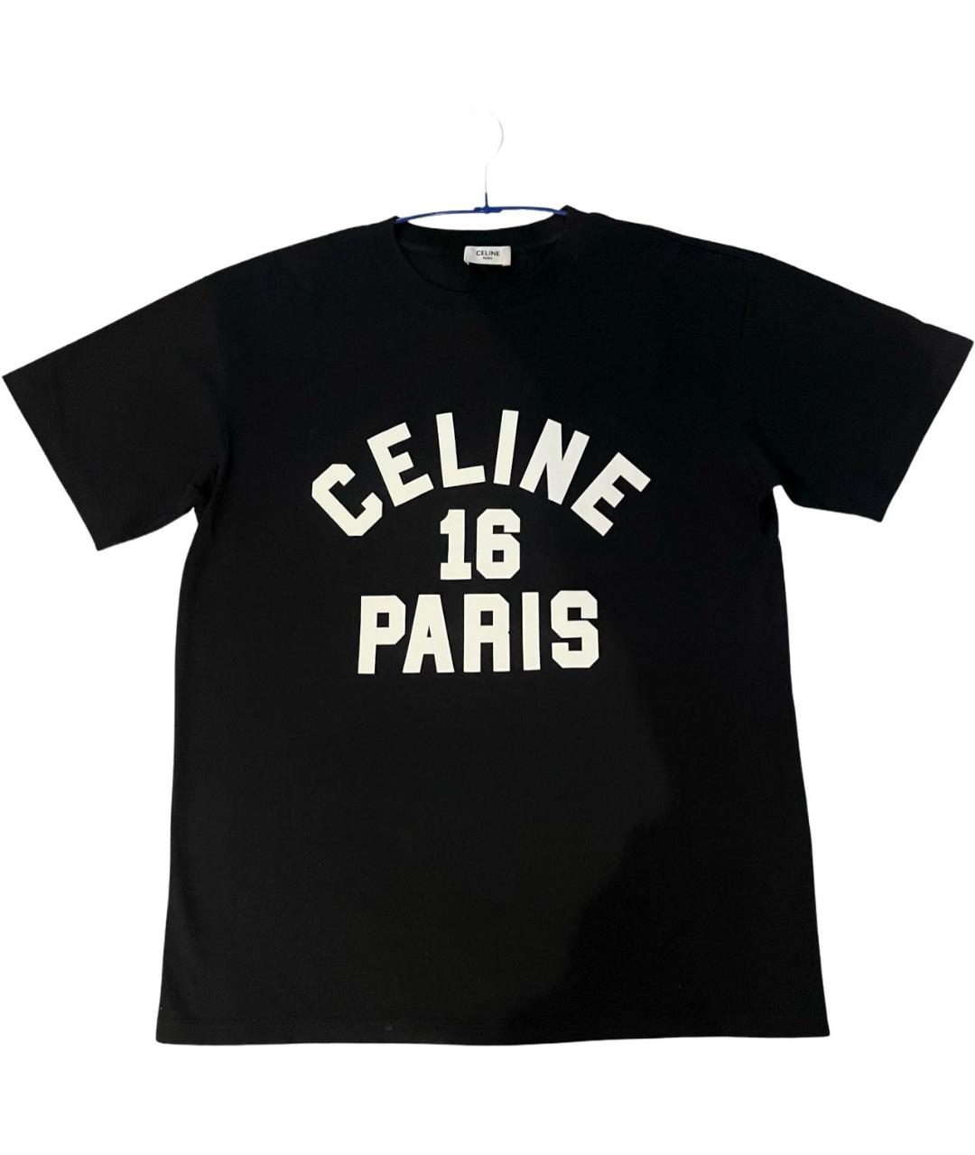 CELINE Черная хлопковая футболка, фото 2