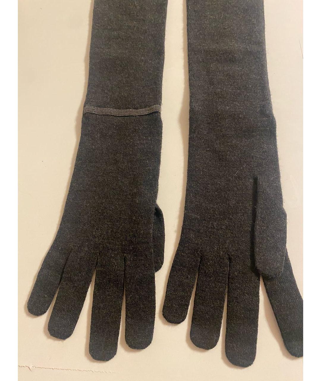 BRUNELLO CUCINELLI Антрацитовые кашемировые перчатки, фото 3