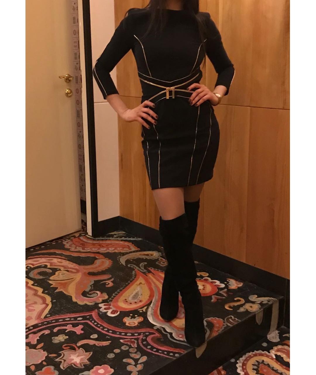 ELISABETTA FRANCHI Черное полиамидовое вечернее платье, фото 5