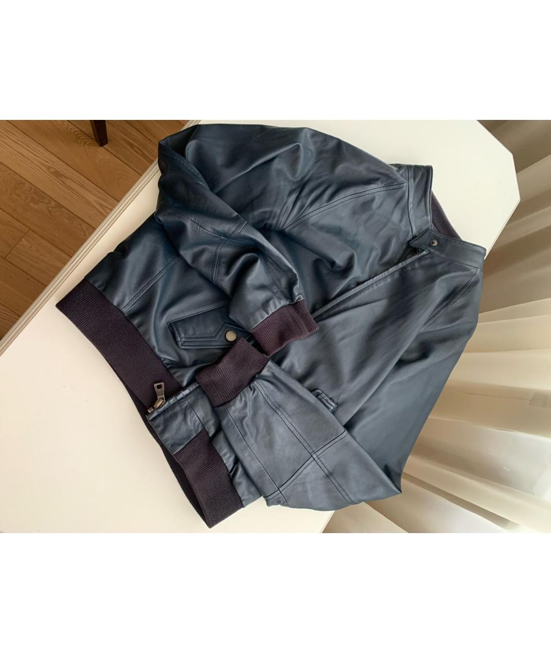 BALLANTYNE Темно-синяя кожаная куртка, фото 5