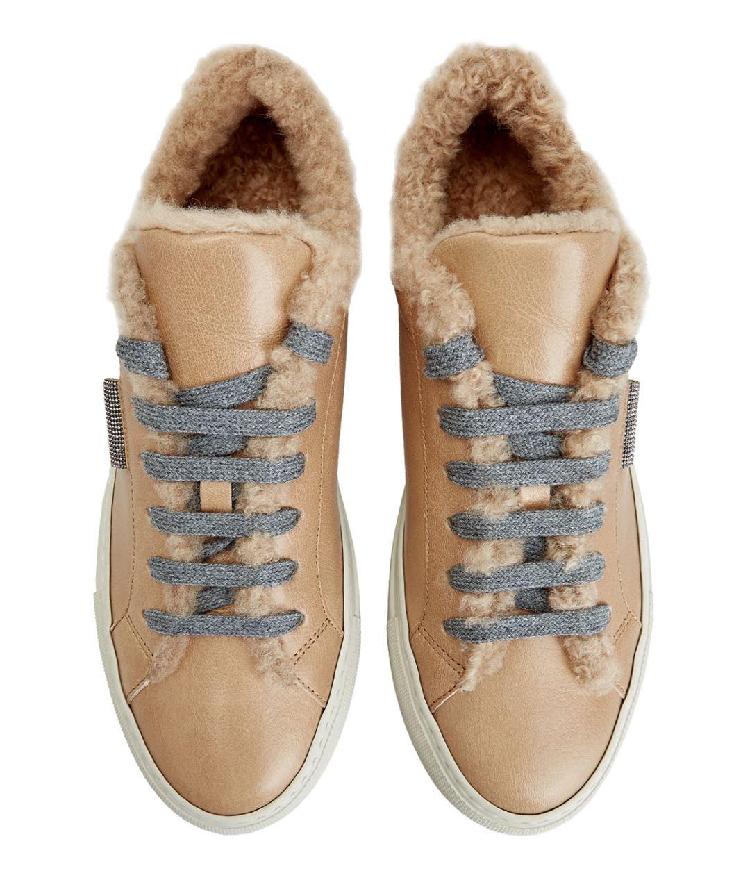 BRUNELLO CUCINELLI Бежевые кожаные кеды, фото 5