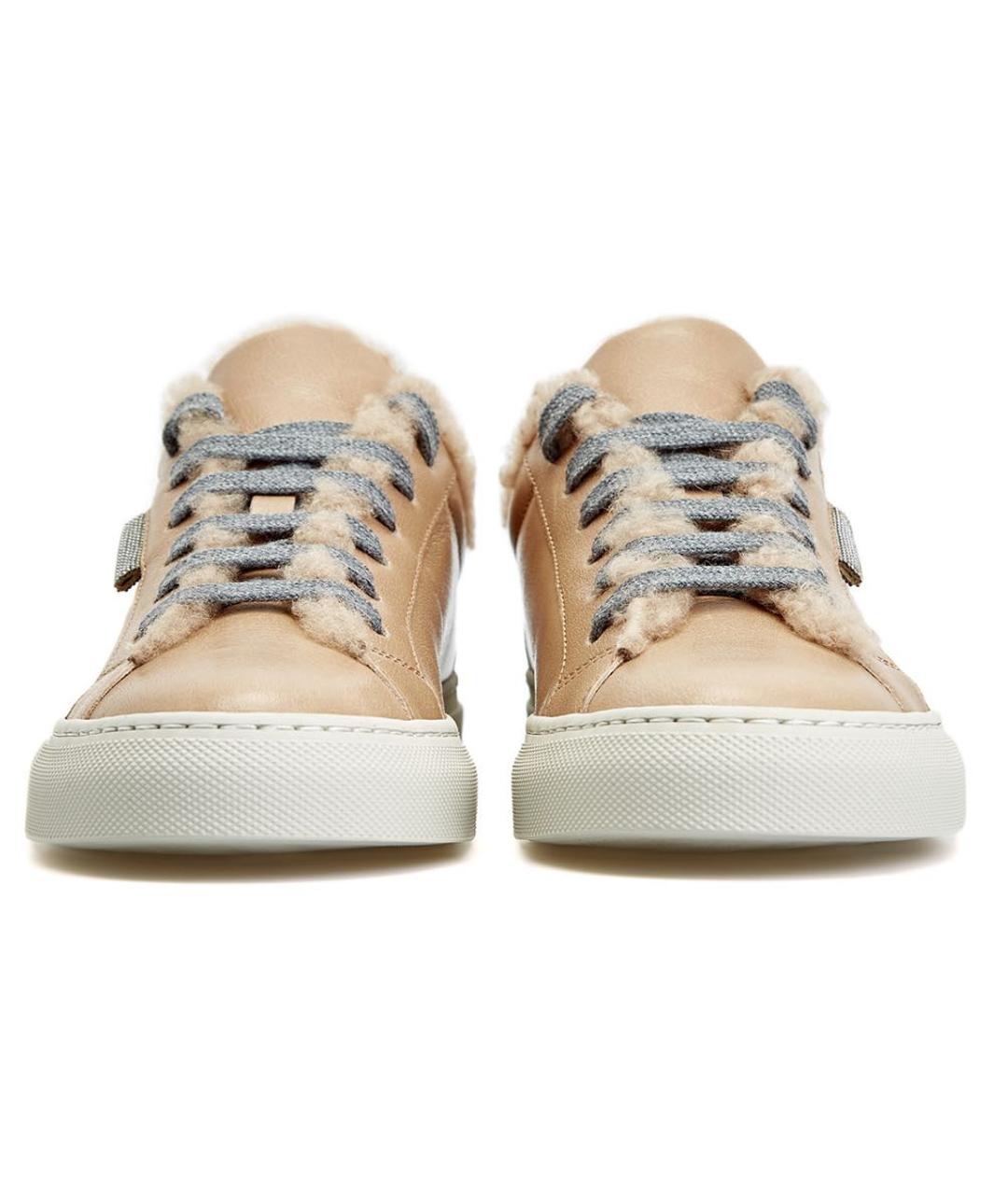 BRUNELLO CUCINELLI Бежевые кожаные кеды, фото 6