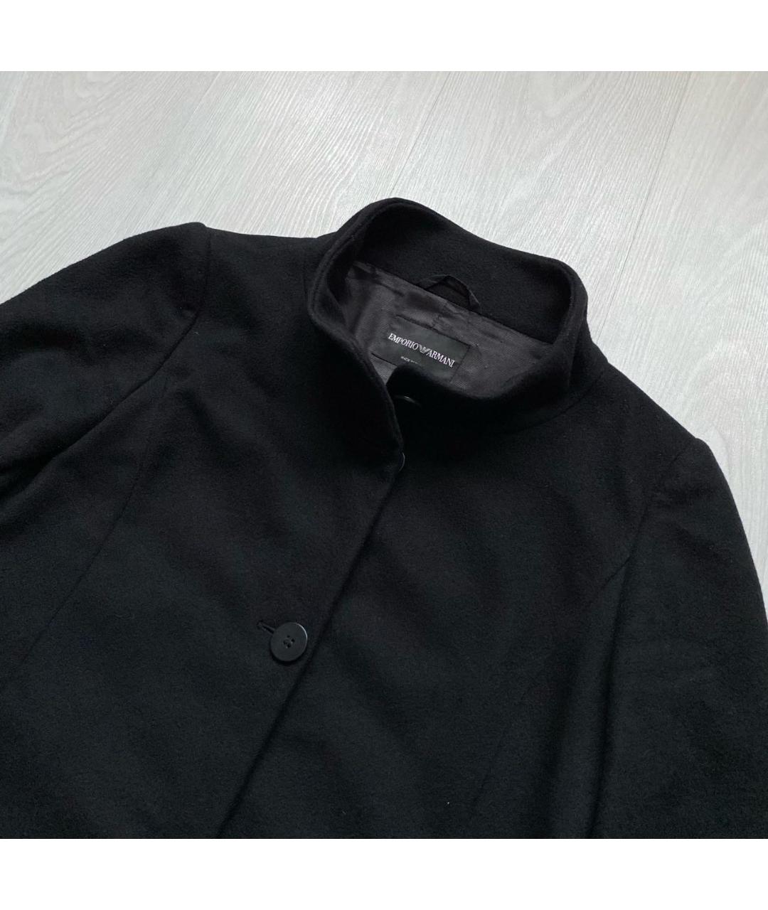 EMPORIO ARMANI Черное шерстяное пальто, фото 2