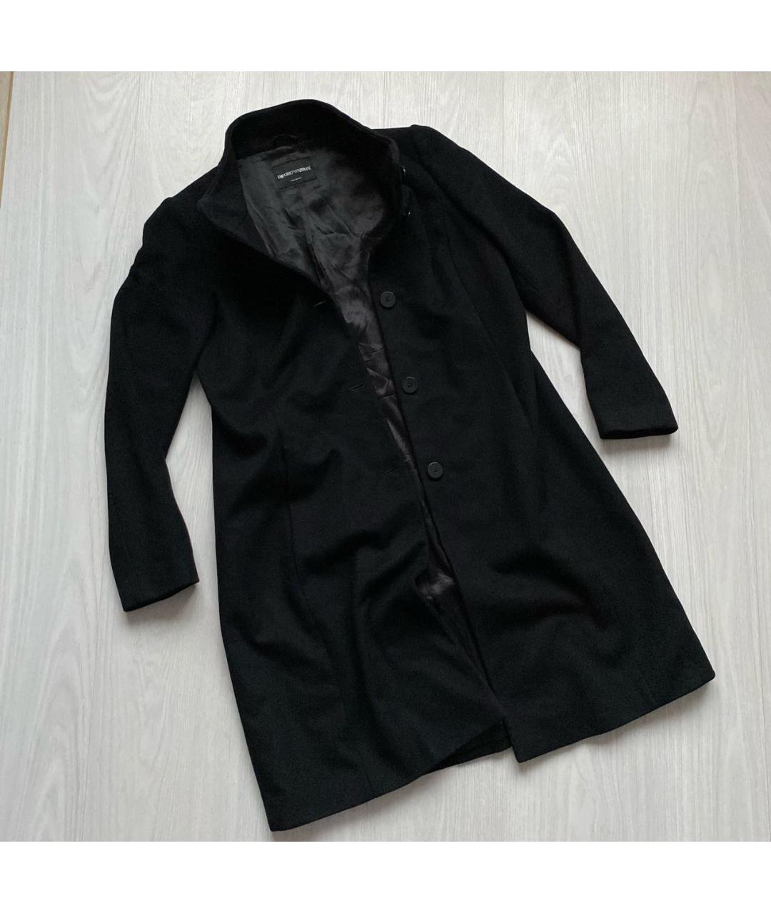 EMPORIO ARMANI Черное шерстяное пальто, фото 7