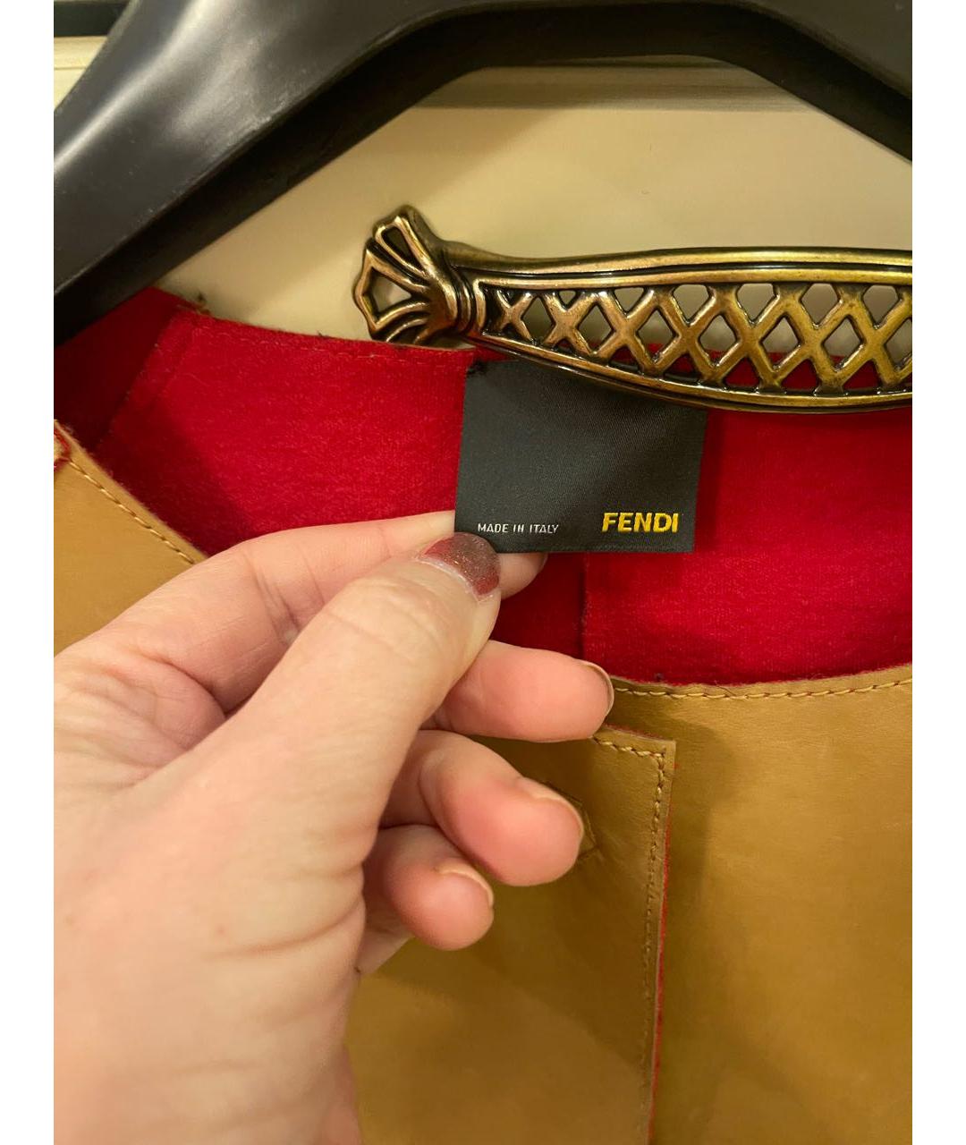 FENDI Коричневое кожаное пальто, фото 3