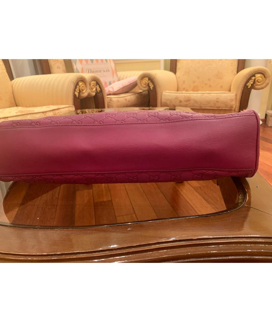 GUCCI Фиолетовая кожаная сумка с короткими ручками, фото 6