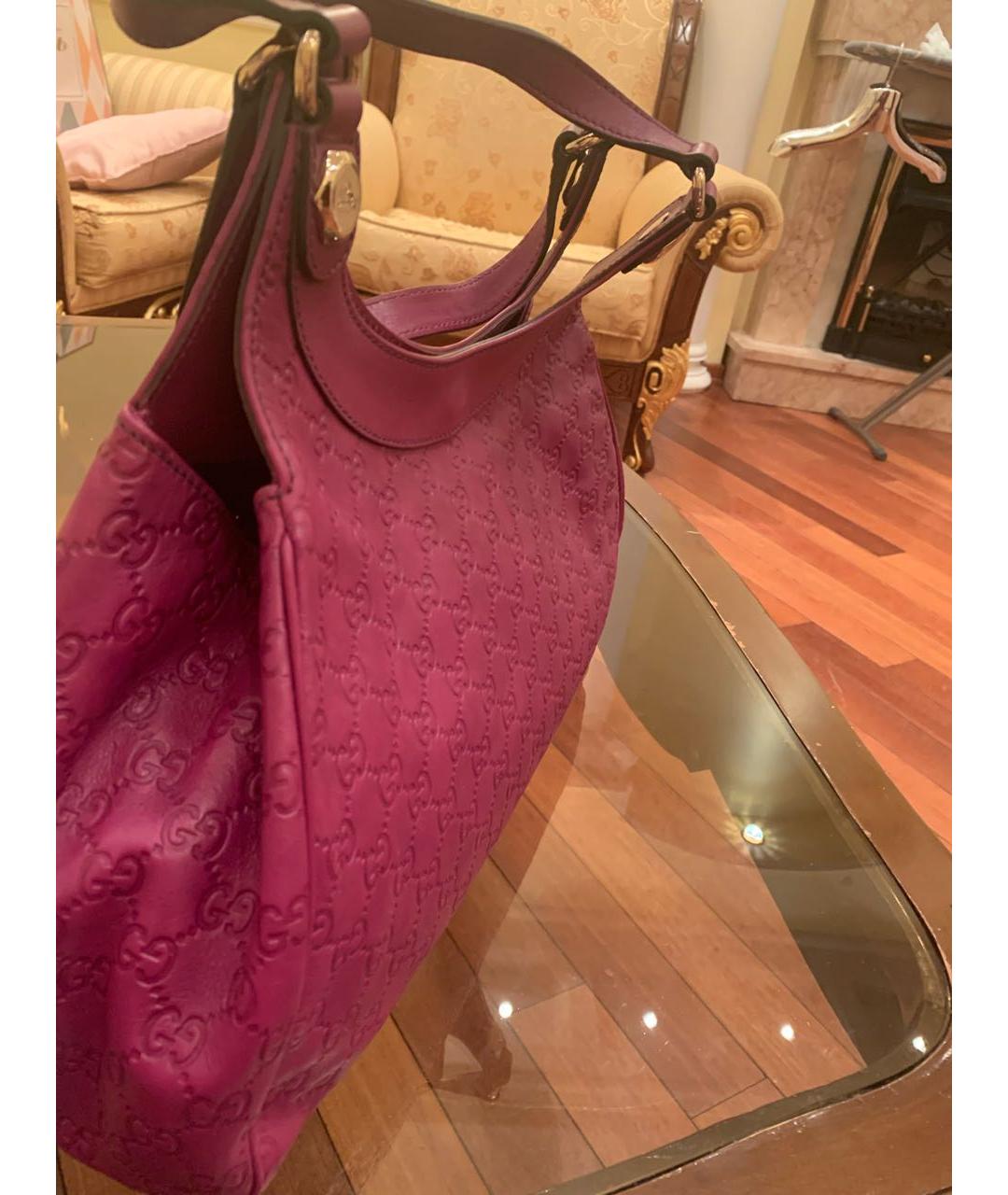 GUCCI Фиолетовая кожаная сумка с короткими ручками, фото 2