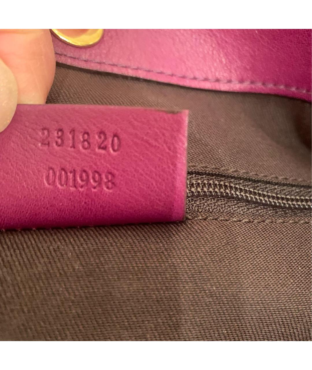 GUCCI Фиолетовая кожаная сумка с короткими ручками, фото 5