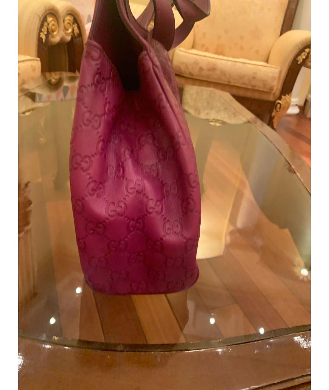 GUCCI Фиолетовая кожаная сумка с короткими ручками, фото 7