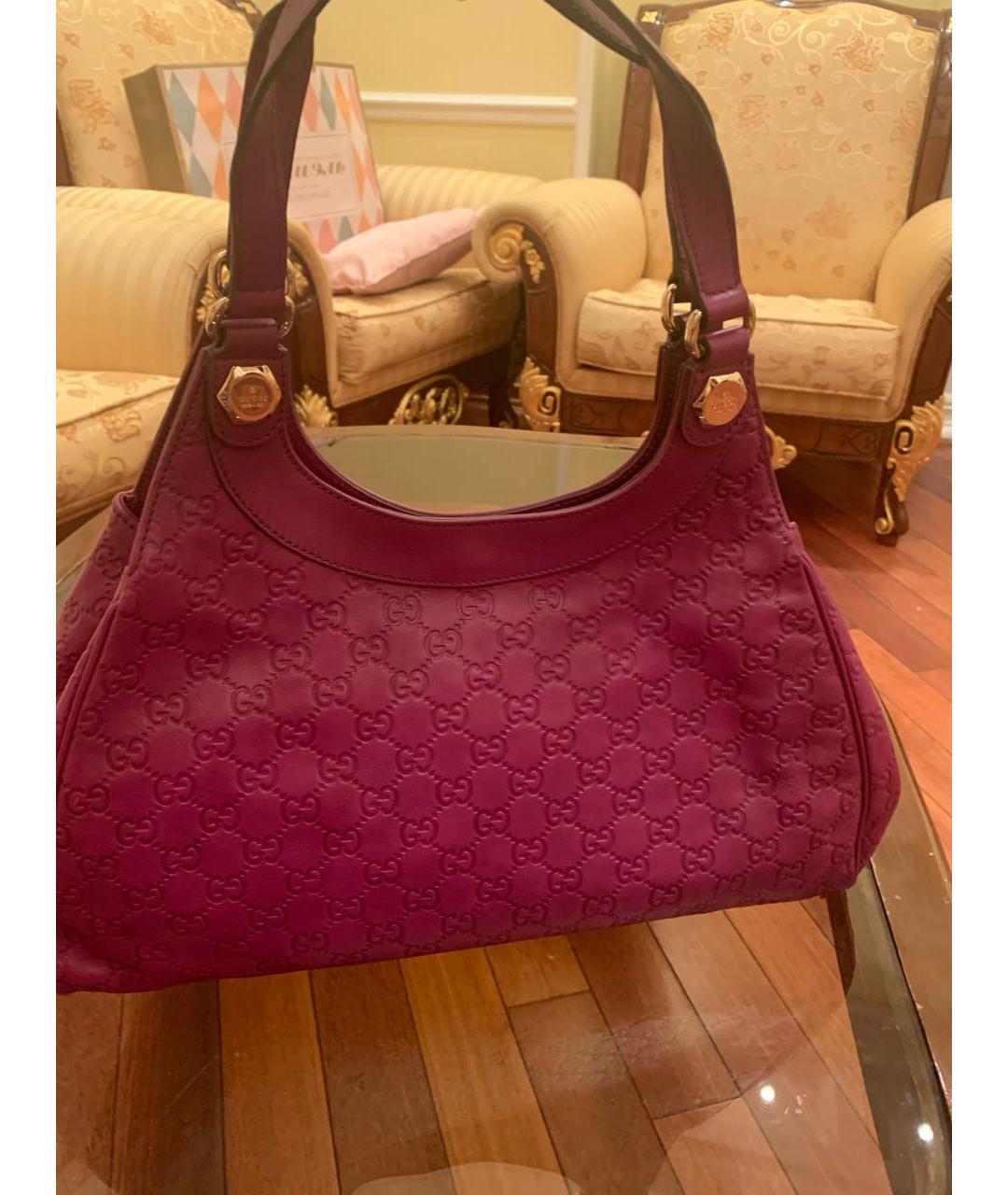 GUCCI Фиолетовая кожаная сумка с короткими ручками, фото 3