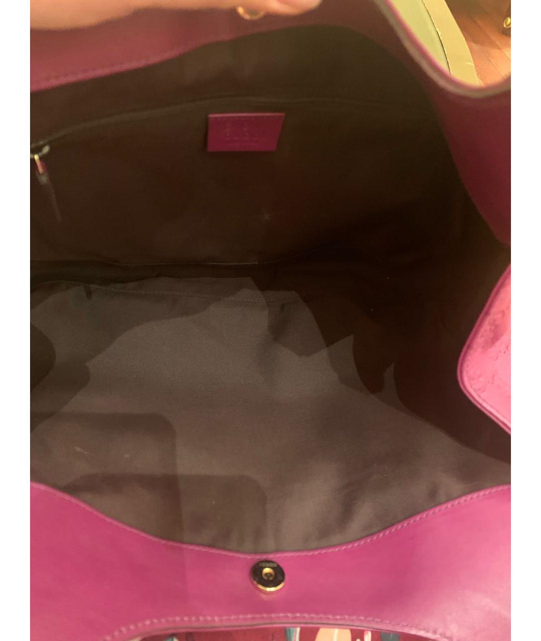 GUCCI Фиолетовая кожаная сумка с короткими ручками, фото 4