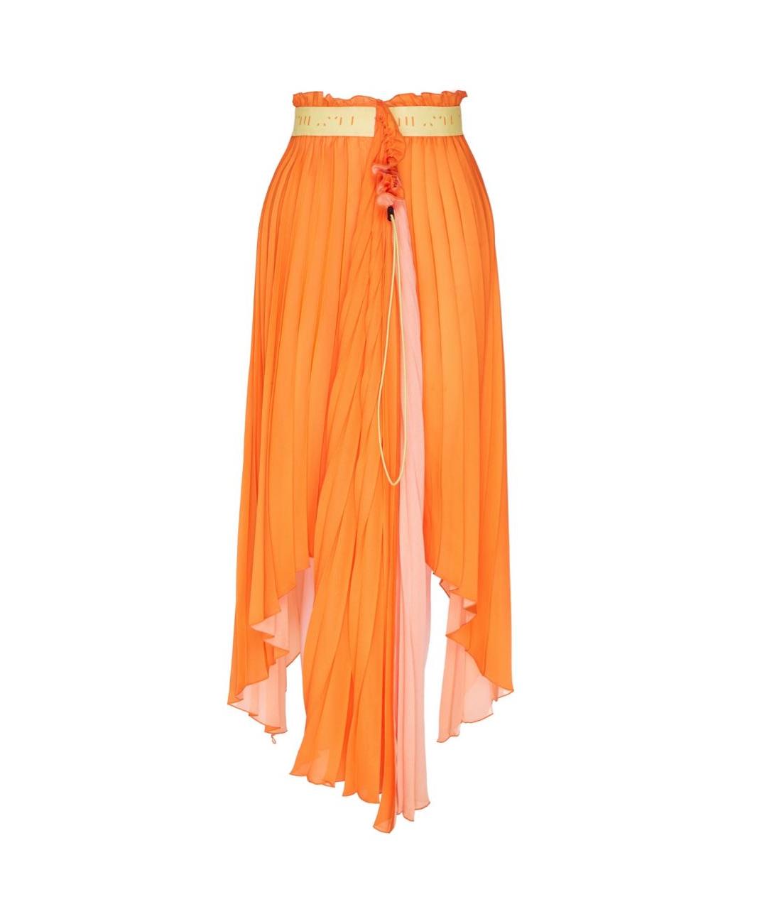 UNRAVEL PROJECT Оранжевая шифоновая юбка миди, фото 1