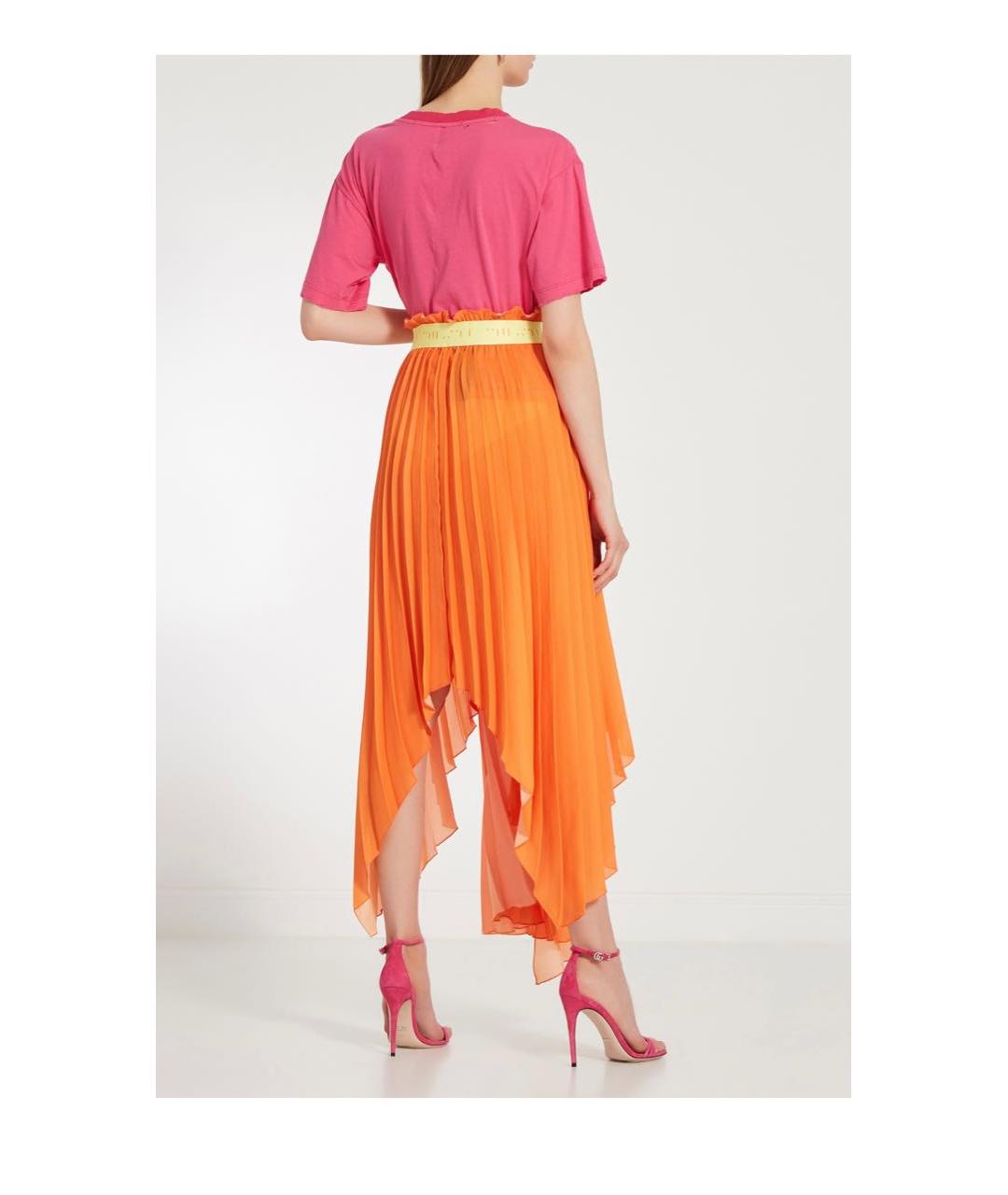 UNRAVEL PROJECT Оранжевая шифоновая юбка миди, фото 3