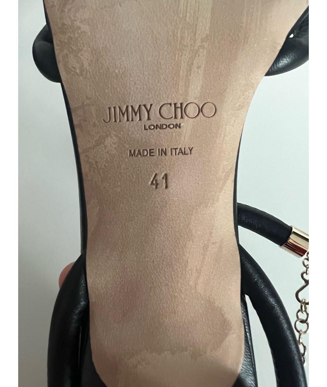 JIMMY CHOO Черные кожаные босоножки, фото 5