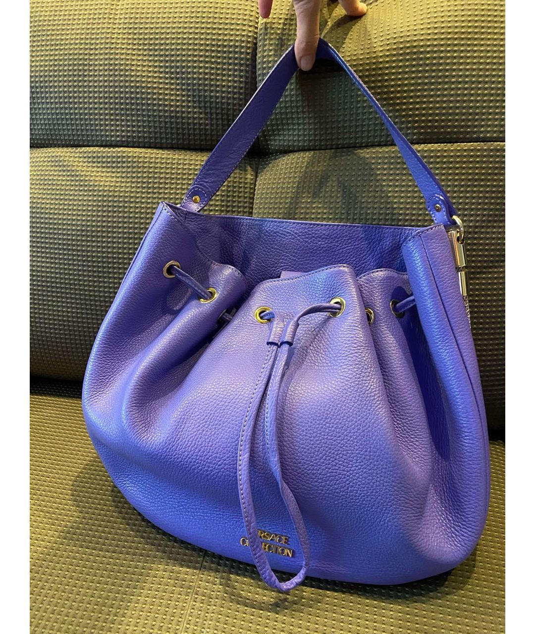 VERSACE COLLECTION Фиолетовая кожаная сумка тоут, фото 4