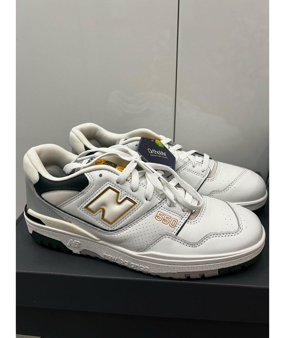 NEW BALANCE Белые кожаные низкие кроссовки / кеды, фото 4