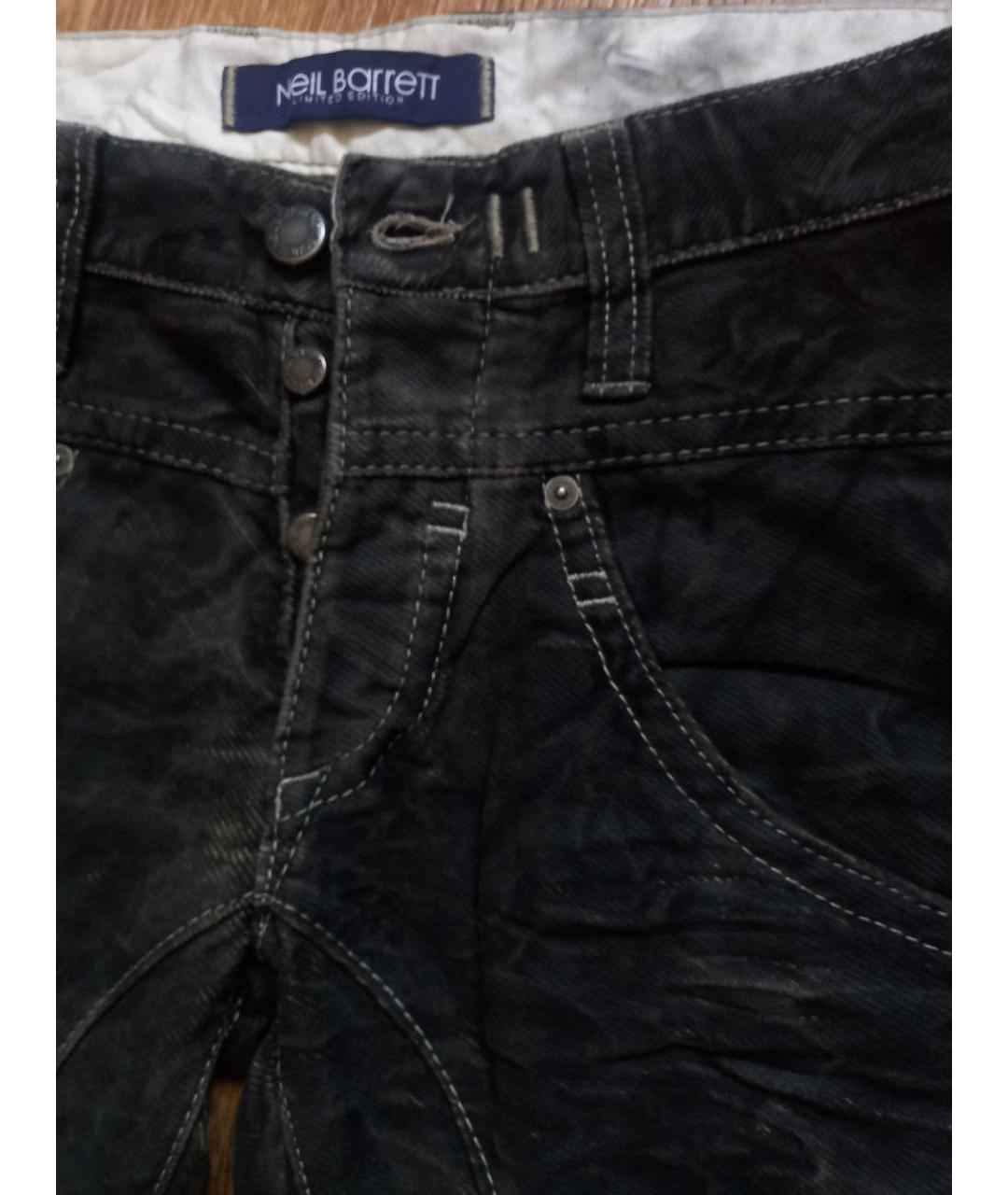 NEIL BARRETT Черные хлопковые прямые джинсы, фото 3