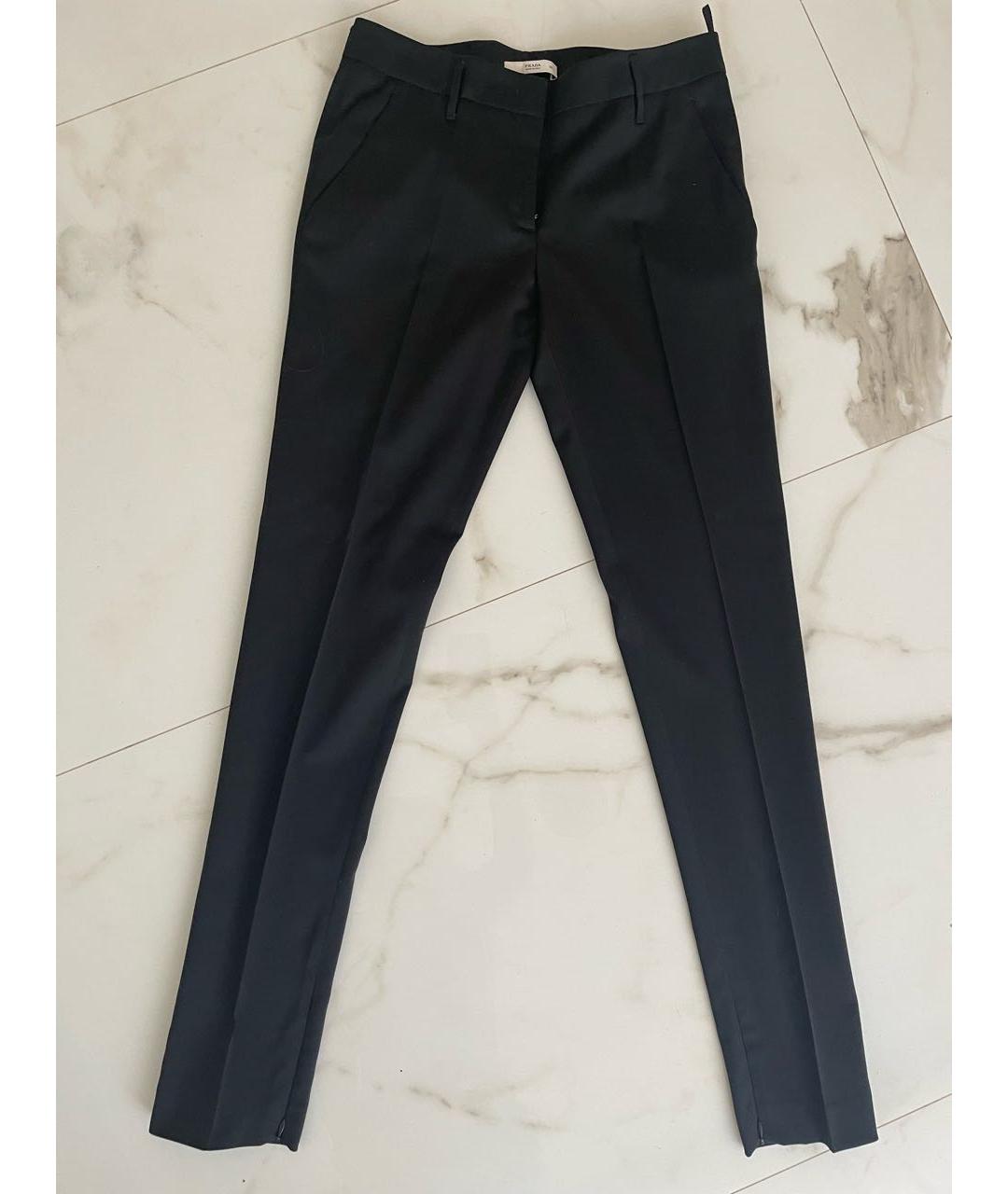 PRADA Черные шерстяные брюки узкие, фото 4