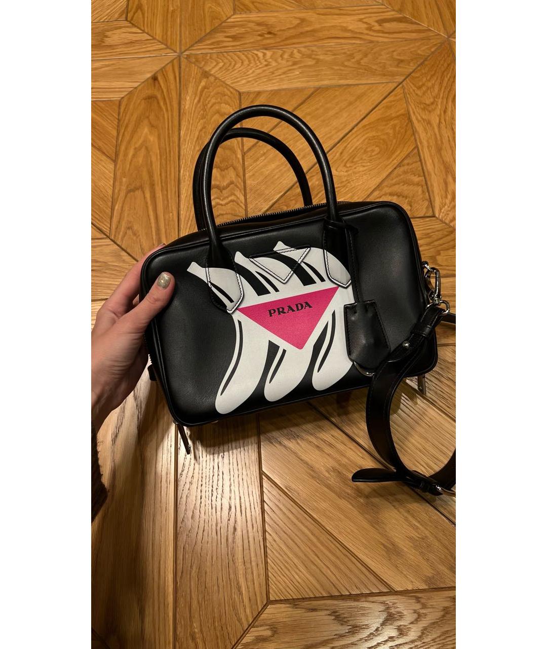 PRADA Черная кожаная сумка тоут, фото 4