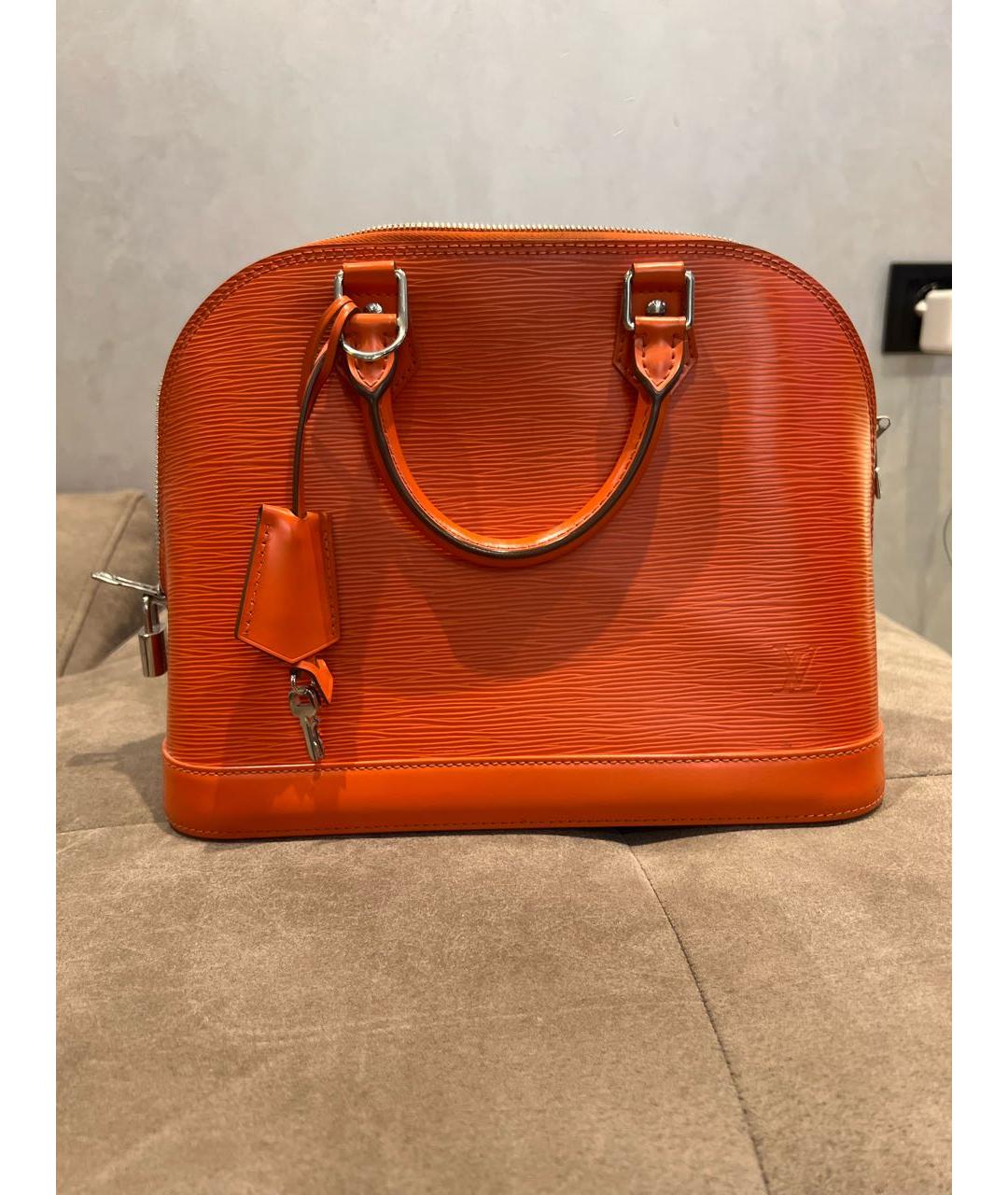 LOUIS VUITTON PRE-OWNED Оранжевая кожаная сумка с короткими ручками, фото 9