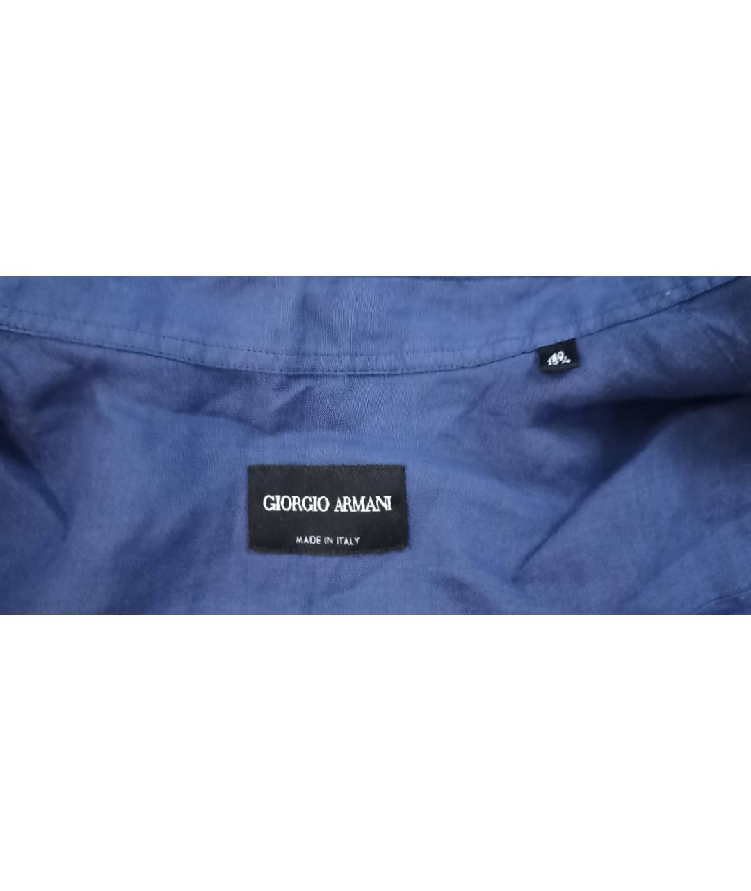 GIORGIO ARMANI Синяя хлопковая классическая рубашка, фото 3