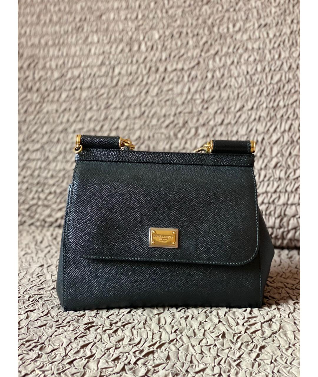 DOLCE&GABBANA Черная кожаная сумка с короткими ручками, фото 8