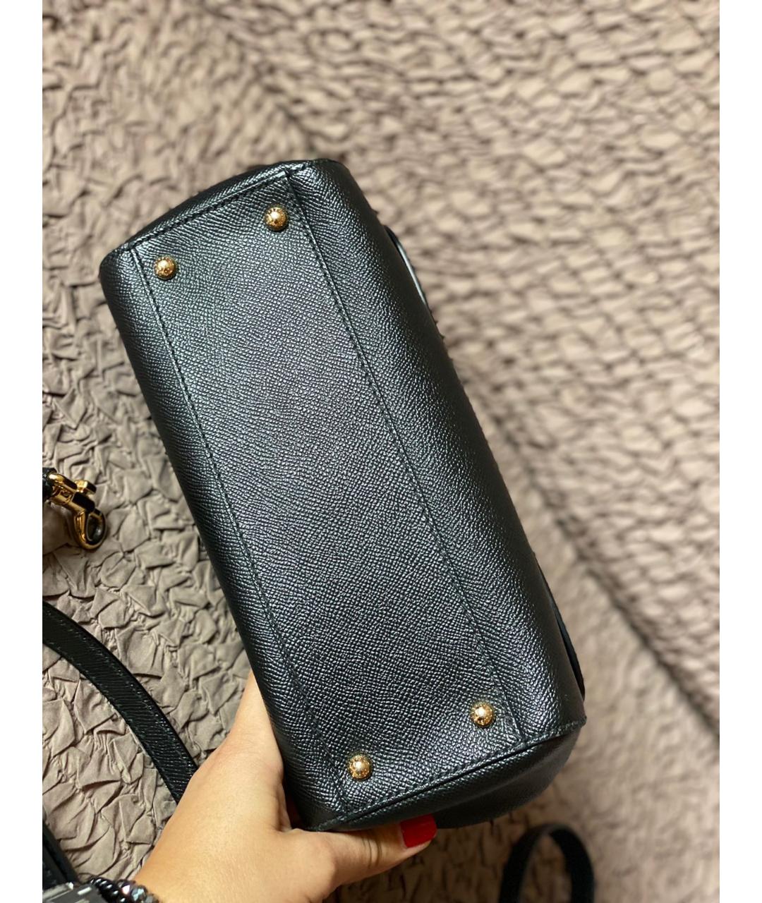 DOLCE&GABBANA Черная кожаная сумка с короткими ручками, фото 7