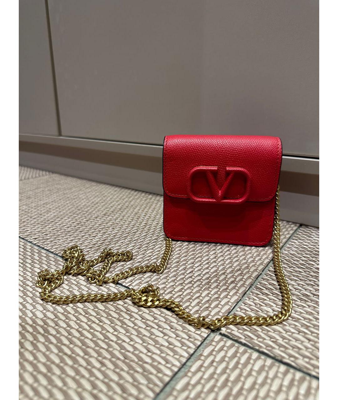 VALENTINO Красная кожаная сумка через плечо, фото 8