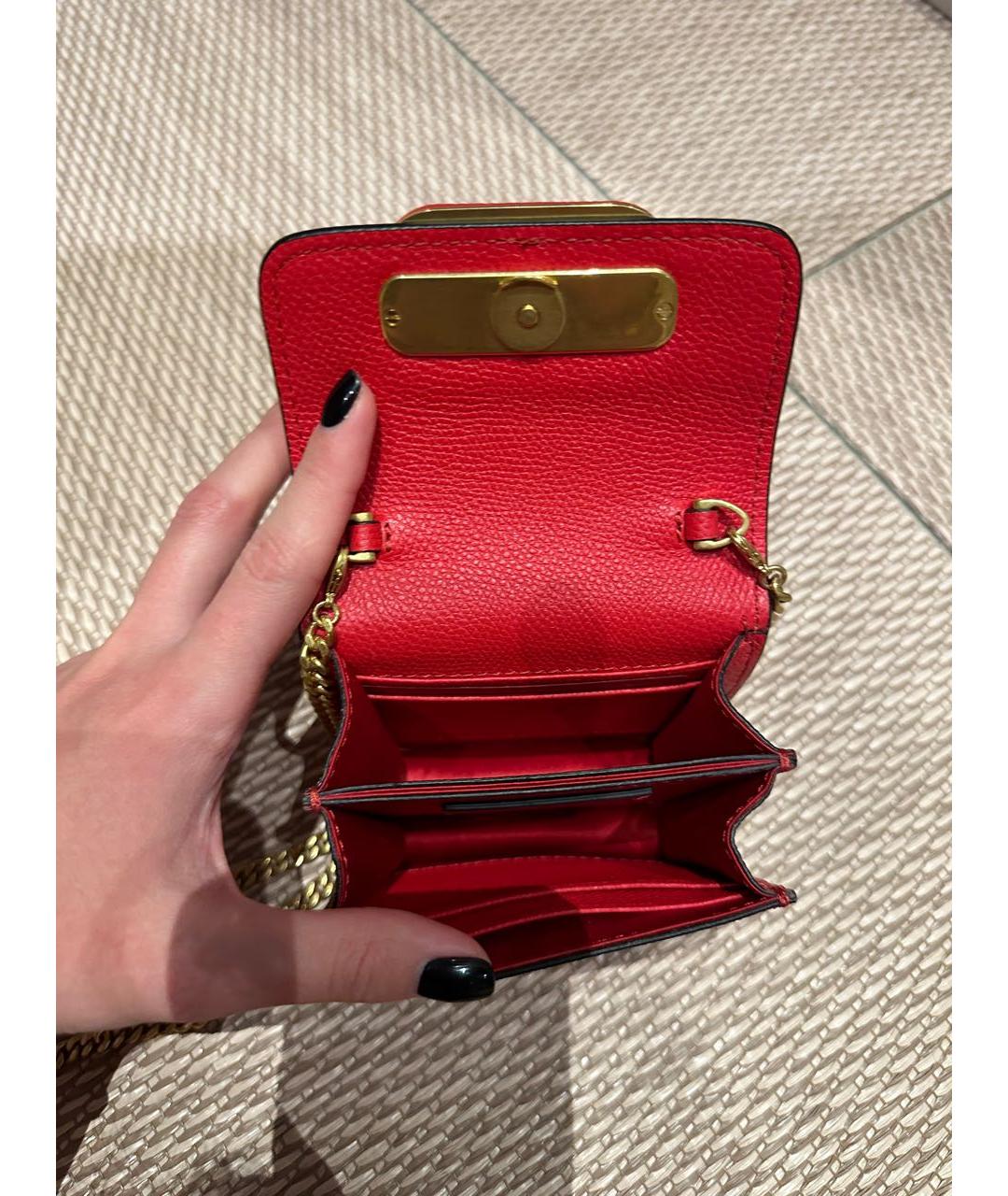 VALENTINO Красная кожаная сумка через плечо, фото 2