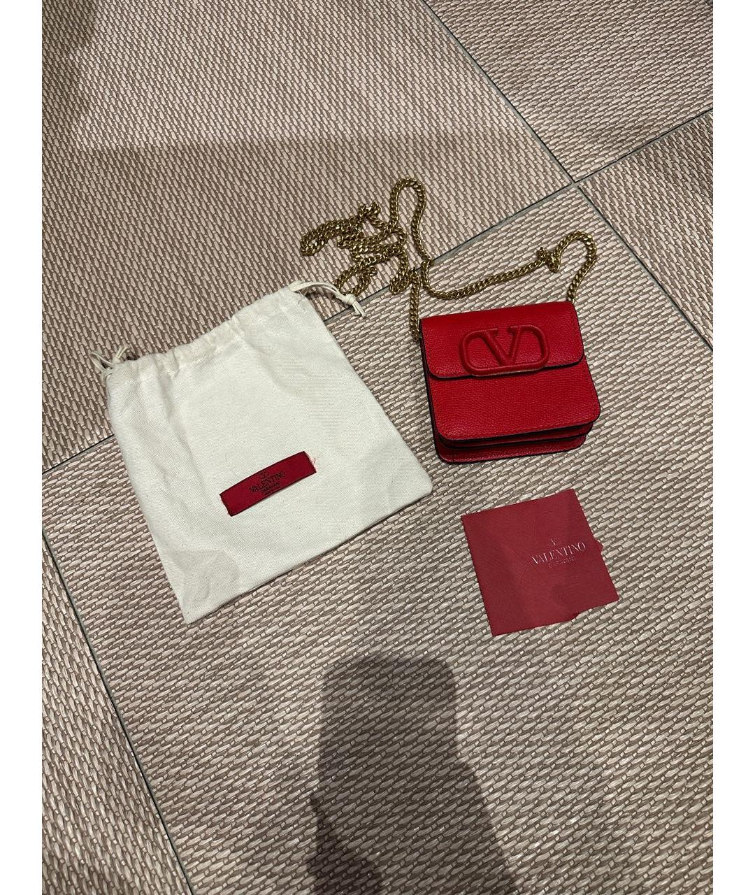 VALENTINO Красная кожаная сумка через плечо, фото 4