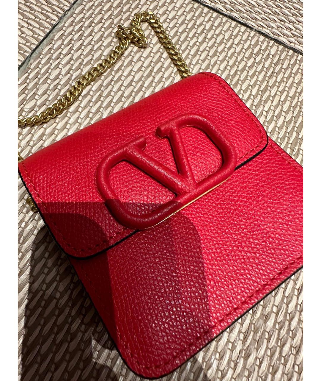 VALENTINO Красная кожаная сумка через плечо, фото 6