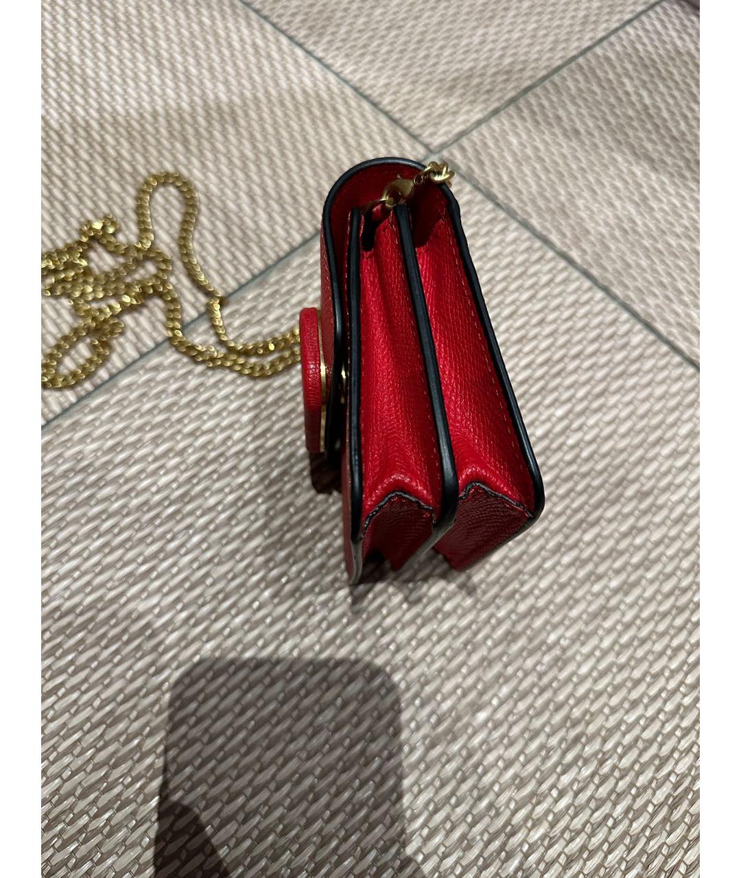VALENTINO Красная кожаная сумка через плечо, фото 3