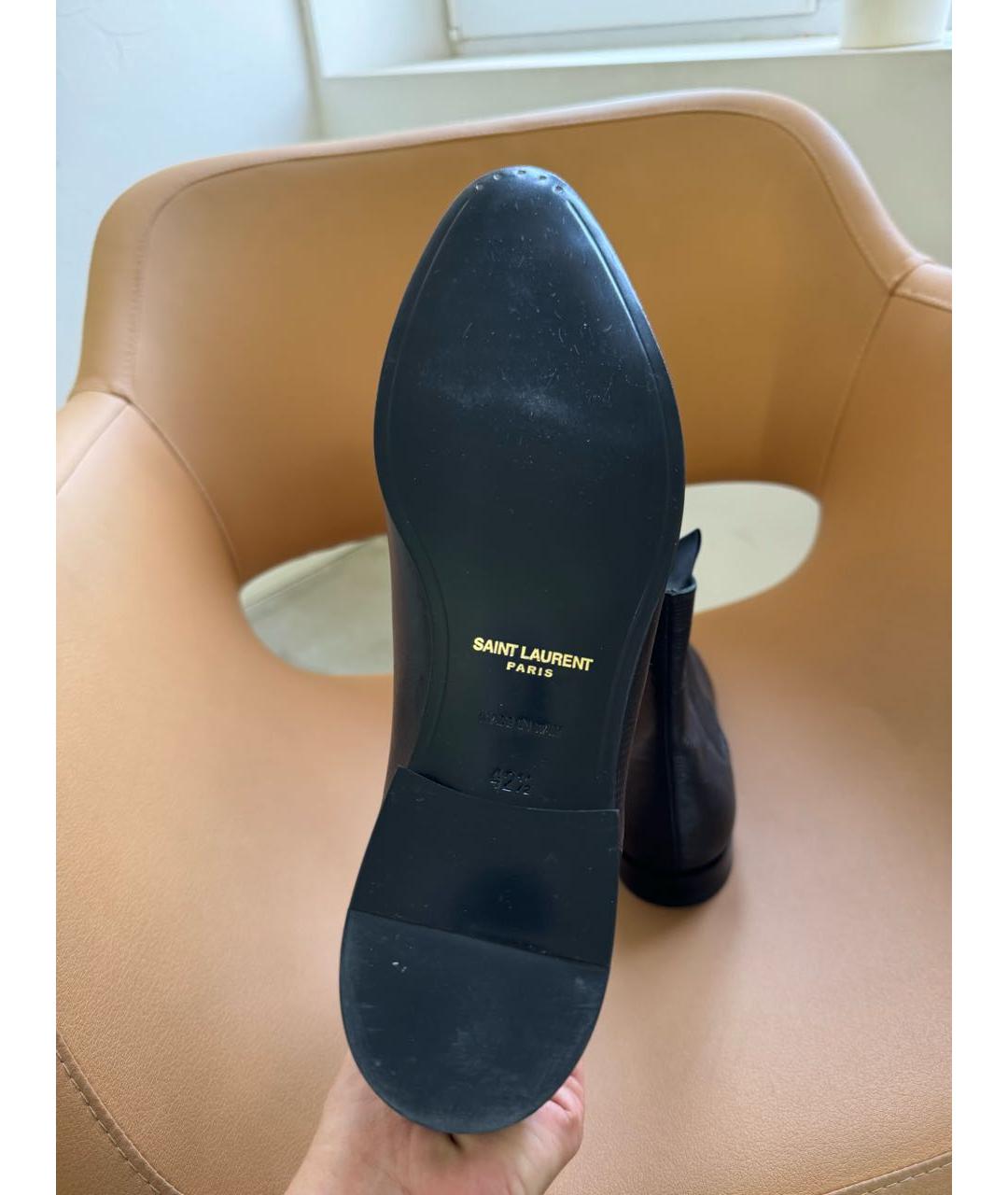 SAINT LAURENT Черные кожаные высокие ботинки, фото 5