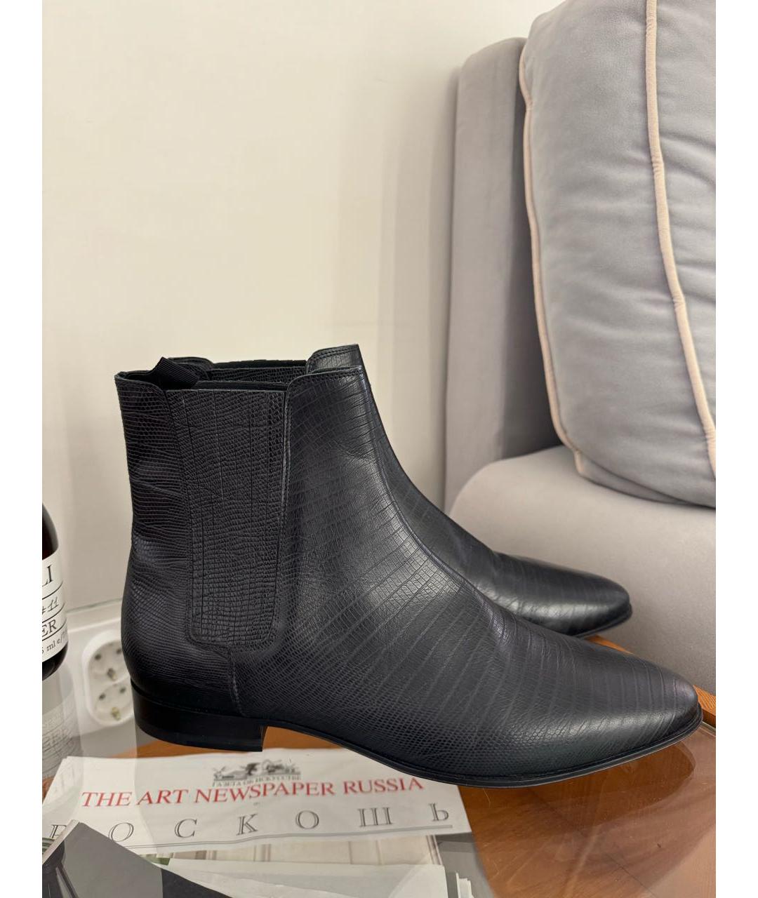 SAINT LAURENT Черные кожаные высокие ботинки, фото 7