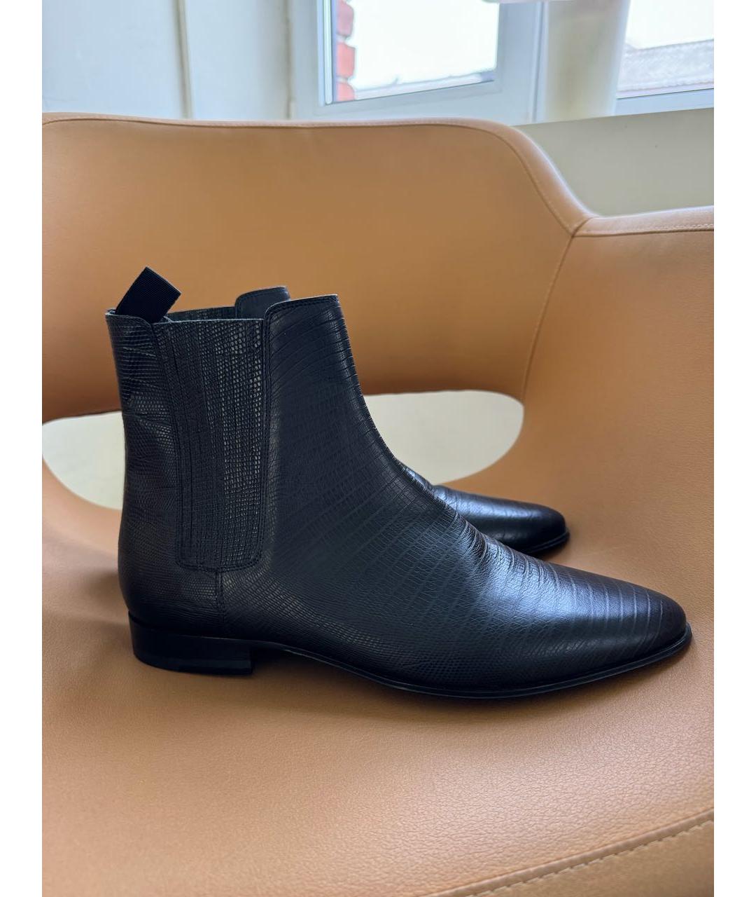 SAINT LAURENT Черные кожаные высокие ботинки, фото 2