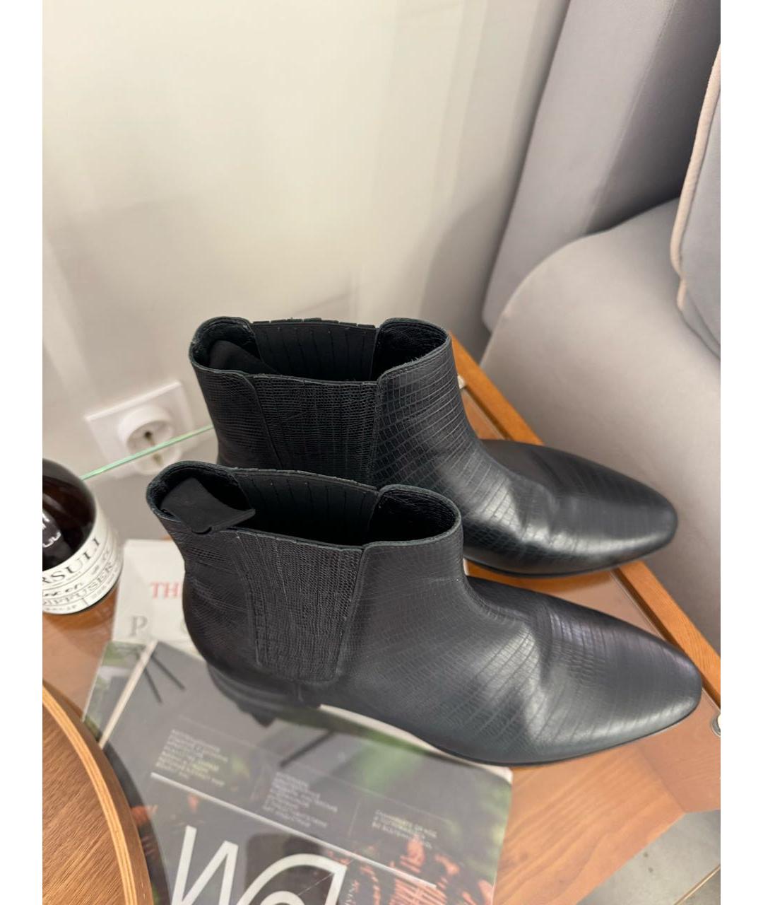 SAINT LAURENT Черные кожаные высокие ботинки, фото 7
