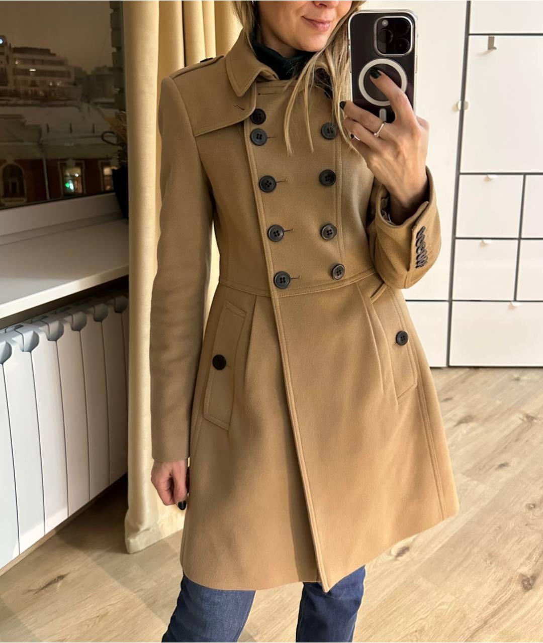 BURBERRY Бежевое шерстяное пальто, фото 5