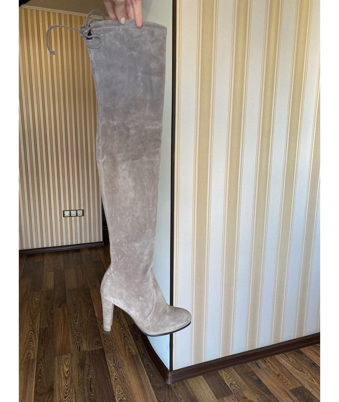 STUART WEITZMAN Серые замшевые ботфорты, фото 7