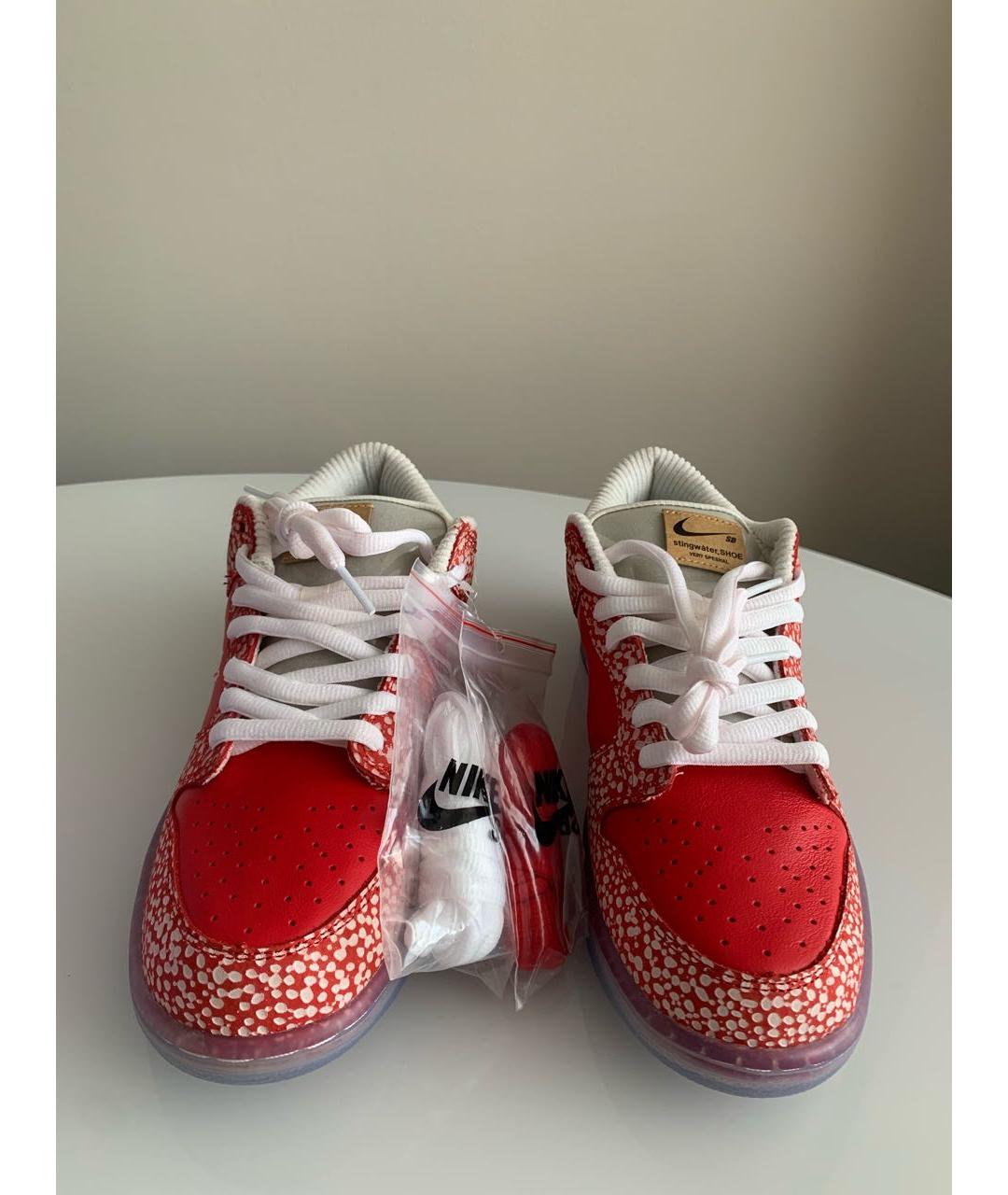 NIKE Красные кожаные низкие кроссовки / кеды, фото 2