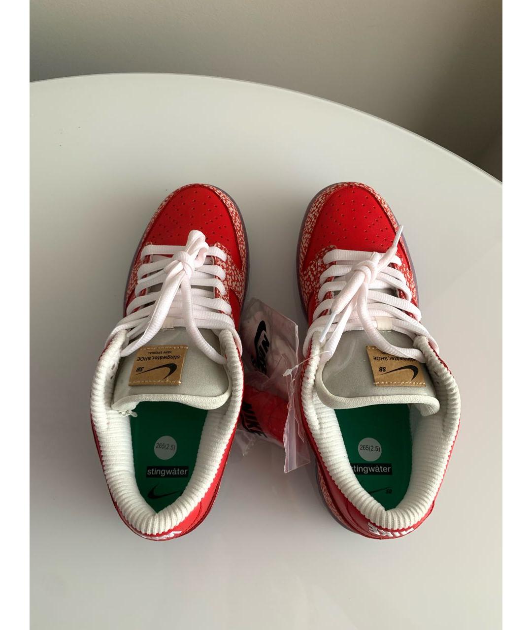 NIKE Красные кожаные низкие кроссовки / кеды, фото 3