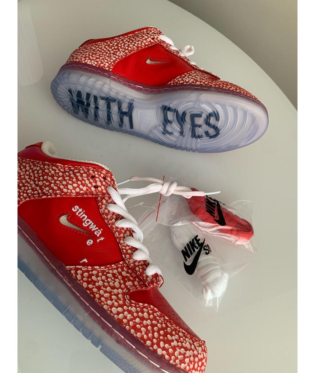 NIKE Красные кожаные низкие кроссовки / кеды, фото 5