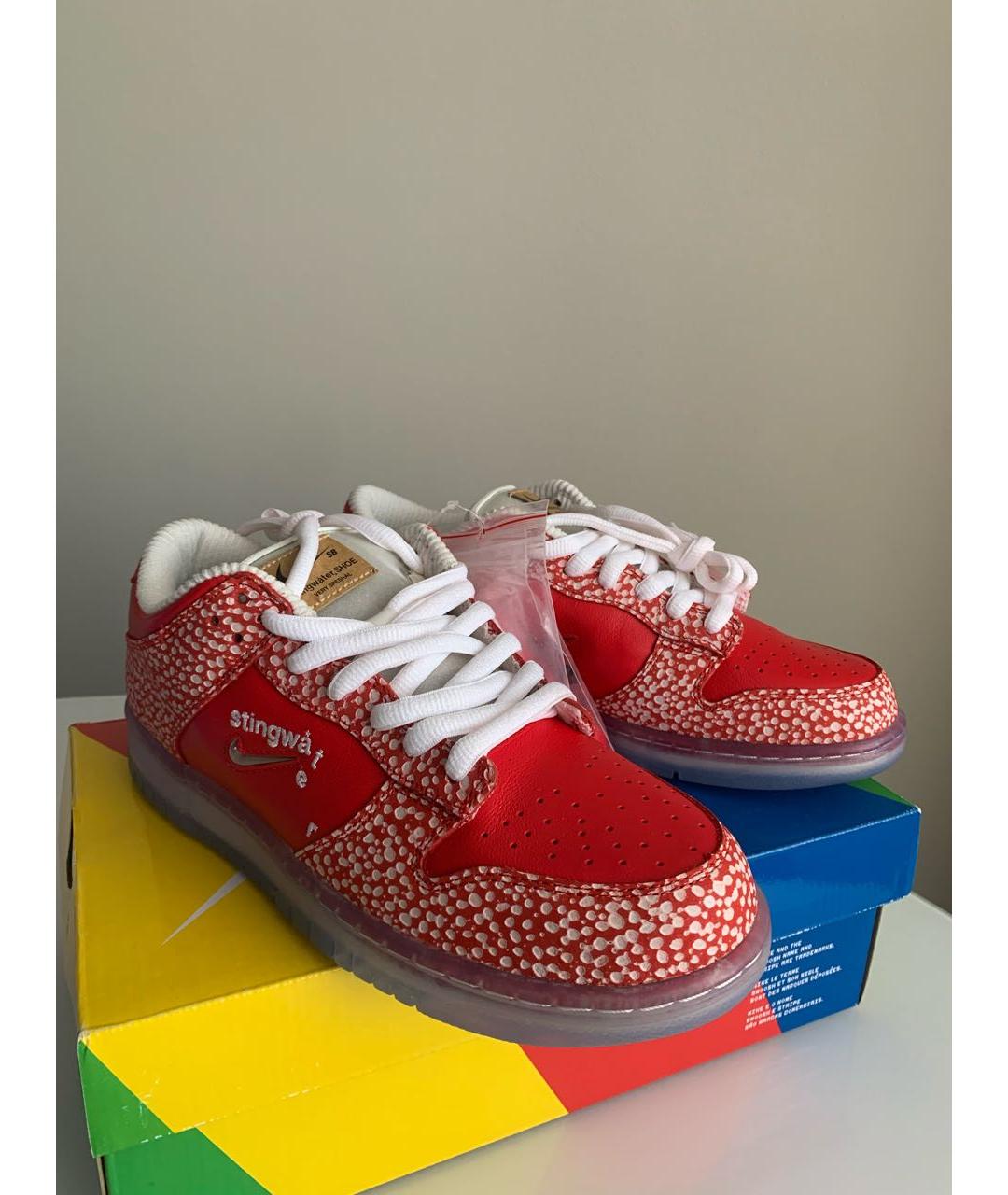 NIKE Красные кожаные низкие кроссовки / кеды, фото 7