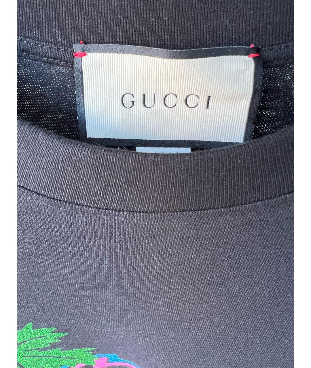 GUCCI Черная хлопковая футболка, фото 5